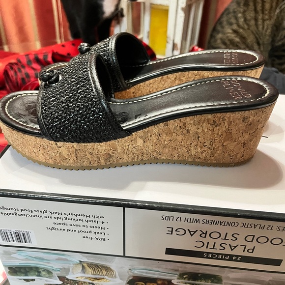 Donald J. Pliner “Sillir” Black Woven Cork Wedges - Picture 8 of 11